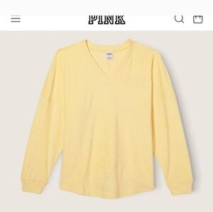 PINK VICTORIA'S SECRET Varsity Terry V Neck Sweatshirt